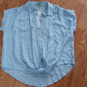 NWT Nordstrom Rack Good Luck Gem Size M Blue white polka dot shortie top